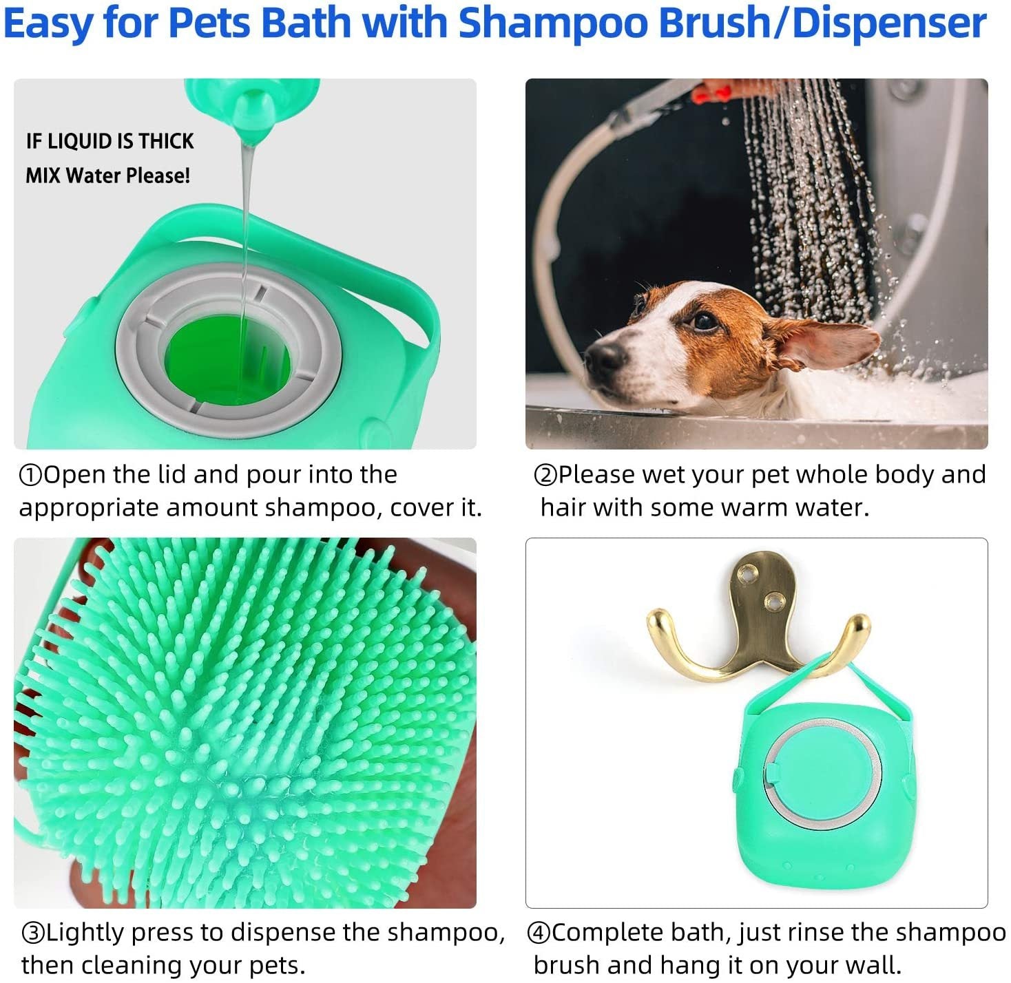 Tierpflegebürste-Massage & Duschbürste für Hunde & Katzen